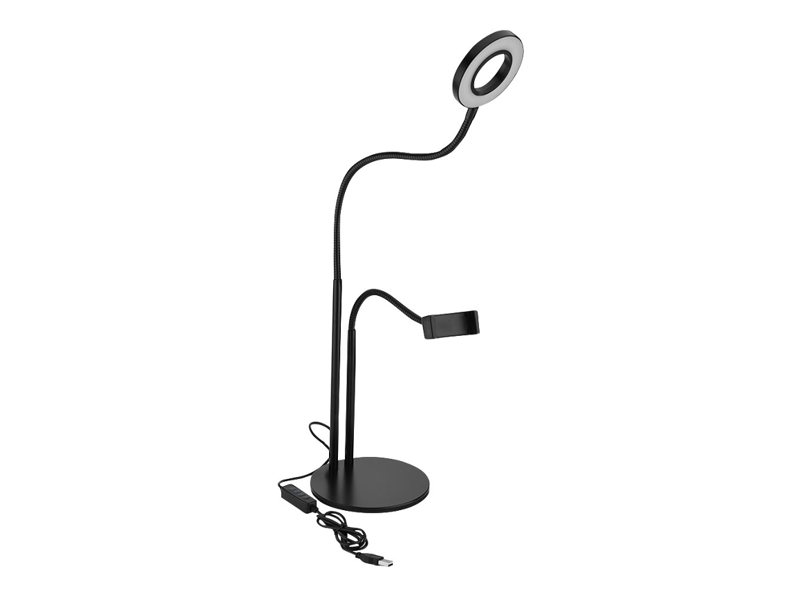 Soporte De Brackets Flexible 360° Con Luz De Relleno Led Para Maquillaje En Directo Negro