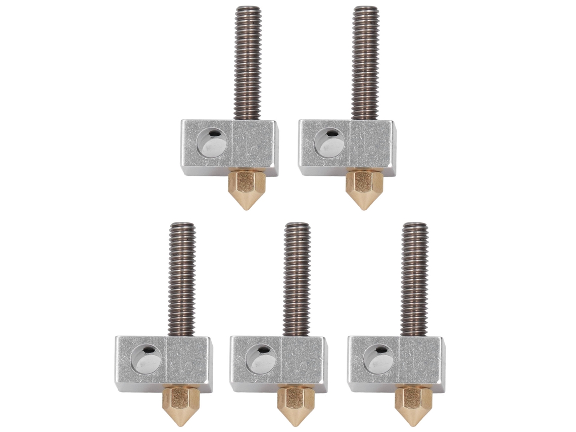 Juego de 5 boquillas de latón, collarín de tubo, bloque calefactor y piezas de hotend para extrusor para impresora 3D Anet A8 A2
