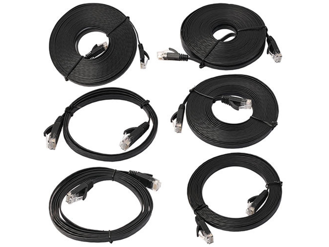 Cable De Parche De Red (transmisión De Alta Velocidad, Conexión Estable) Cable Ethernet Plano Cat6 Negro Yuexinghui, Par Trenzado Plano Cat6, Producto Terminado De Cobre Puro Rj45
