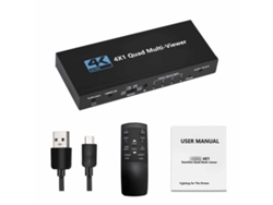 Divisor De Interfaz Multimedia De Alta Definición 4k 4 Entradas 1 Salida Con Control Remoto