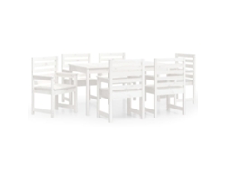 Maison Exclusive - Juego De Comedor De Jardín 7 Piezas Madera Maciza Pino Blanco