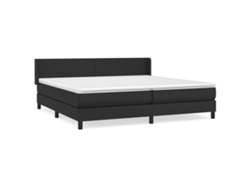 Maison Exclusive - Cama Box Spring Con Colchón Cuero Sintético Negro 200x200 Cm