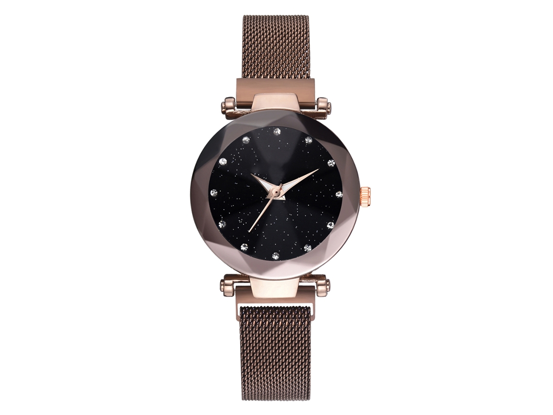 Reloj De Pulsera De Cuarzo Para Mujer Con Correa De Aleación, Estilo Moderno (marrón Oscuro)