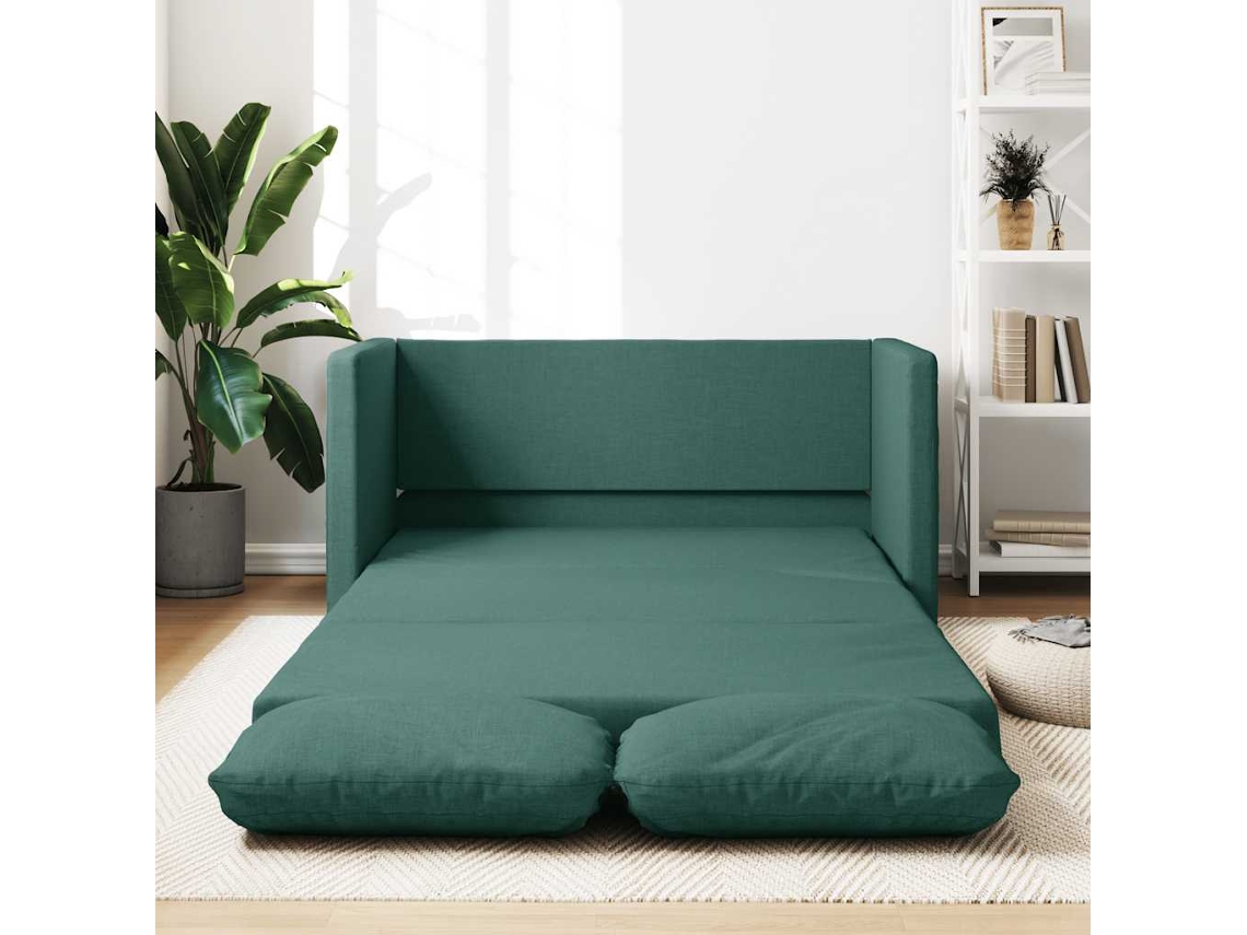 Sofá Cama De Suelo 2 En 1 Tela Verde Oscuro 112x174x55 Cm