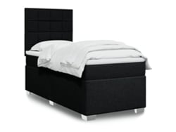 Cama box spring con colchón tela negro 90x190 cm