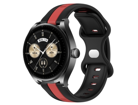 Correa de reloj inteligente para Huawei Watch Buds Hebilla de mariposa de silicona bicolor de 20 mm (negro + rojo)