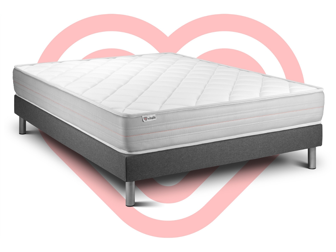 Vitalmemo Conjunto Somier 160 X 190 Cm Gris