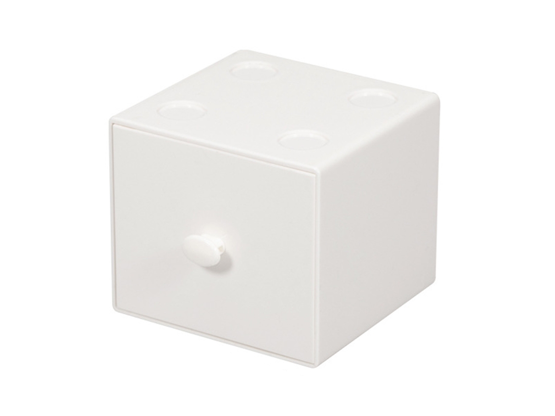 Caja De Almacenamiento Cuadrada Apilable Para Escritorio Con Cajón, Organizador De Oficina Blanco