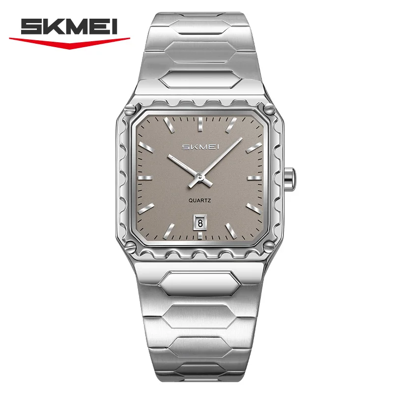 Reloj De Cuarzo (gris Plateado), Acero Inoxidable, Elegante Reloj De Pulsera Deportivo Resistente Al Agua De Color Plateado.