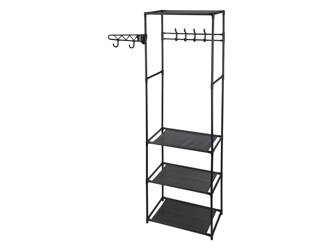 Armario perchero con estantes color negro H.170cm WELLHOME