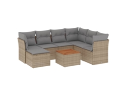 Maison Exclusive - Juego De Sofás Jardín Con Cojines Beige Mezcla 8 Pzas Ratán Pe