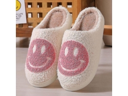 2026-zapatos De Casa Suaves Con Cara Sonriente Para Parejas Invierno Abrigo Interior Peluche Calientito
