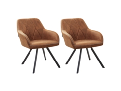 Conjunto de cadeiras com costas acolchoadas BELIANI Monee de Poliéster Castanho 48x50x78