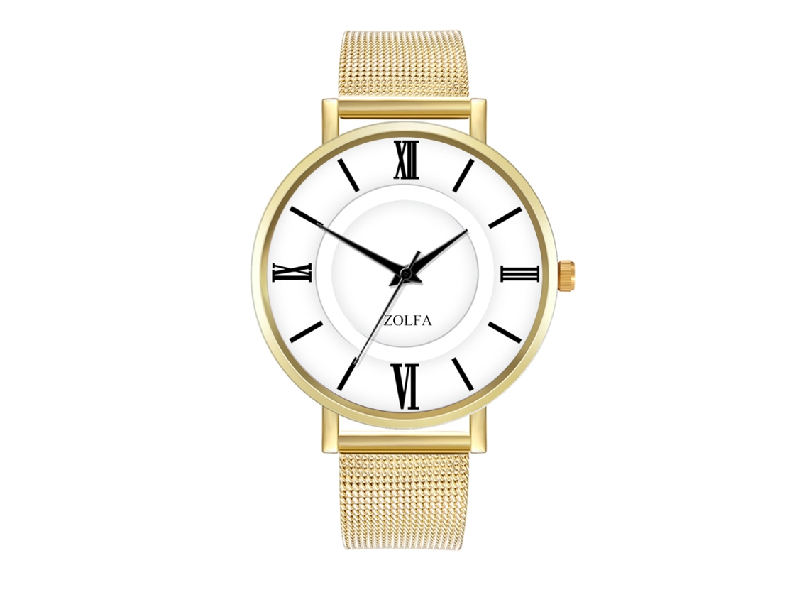 Reloj De Cuarzo De Moda Para Mujer Con Correa De Malla Dorada Para Uso Casual.