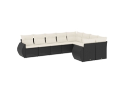 Maison Exclusive - Set De Sofás De Jardín 8 Piezas Y Cojines Ratán Sintético Negro