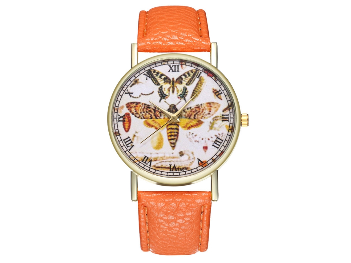 Reloj De Cuarzo Zhoulianfa T303-a, De Cuero, Para Mujer Y Hombre, Estilo Ejecutivo, Color Naranja.
