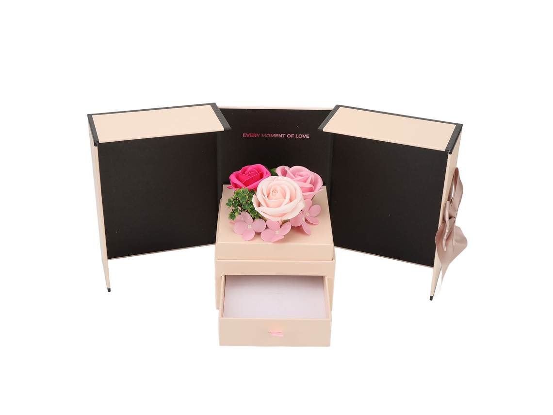 Caja de regalo con flores preservadas para mujeres, madres y novias, con joyas.