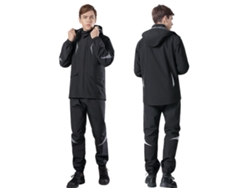 Traje Impermeable De Moto Para Hombre Con Capucha Desmontable, Cinta Reflectante Y Bolsillos Impermeables.