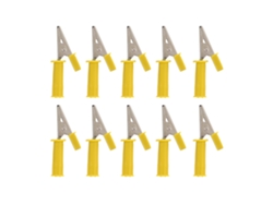 10 Pinzas De Cocodrilo Aisladas Con Apertura De Cobre Puro De 5 Mm Y Conector De 4 Mm Para Pruebas Experimentales (color Amarillo).