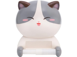 Soporte Decorativo De Pared Para Papel Higiénico, Diseño De Gato Adorable, Pvc Creativo, No Requiere Perforación, Estilo Baño, Gris