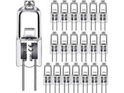 Rebe 20 bombillas halógenas G4 de 20 W y 12 V CC, luz blanca cálida, a prueba de explosiones, resistentes a los rayos UV, luz de interior cristalina
