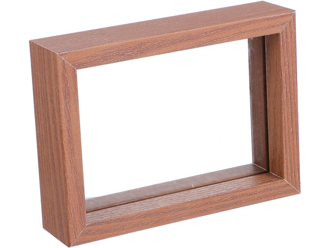 Elegante Marco Fotos Cristal Doble Especímenes Plantas Madera 15 Decoración Oficina Hogar Cara Base Cm