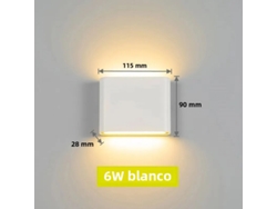 Aplique De Pared Led Impermeable, Estilo Moderno, Aluminio, Blanco Cálido, 6 W
