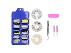 Uñas Postizas Largas Y Coloridas Con Cobertura Completa Y Estuche De Manicura.