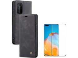 Funda y Protector de Pantalla Huawei P40 Pro CASEME Libro Elite Negro
