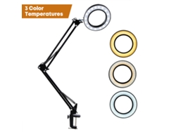 Lámpara De Aumento Con Luz De Clip, Regulable 5x, 3 Temperaturas De Color, 12w, Metal.