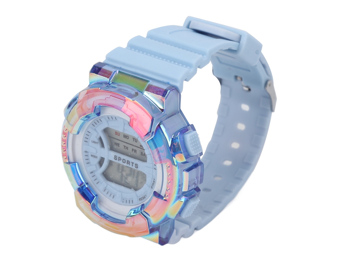 Reloj Digital Moderno Para Niños/estudiantes Con Alarma, Cronógrafo Y Acabado Azul Degradado.