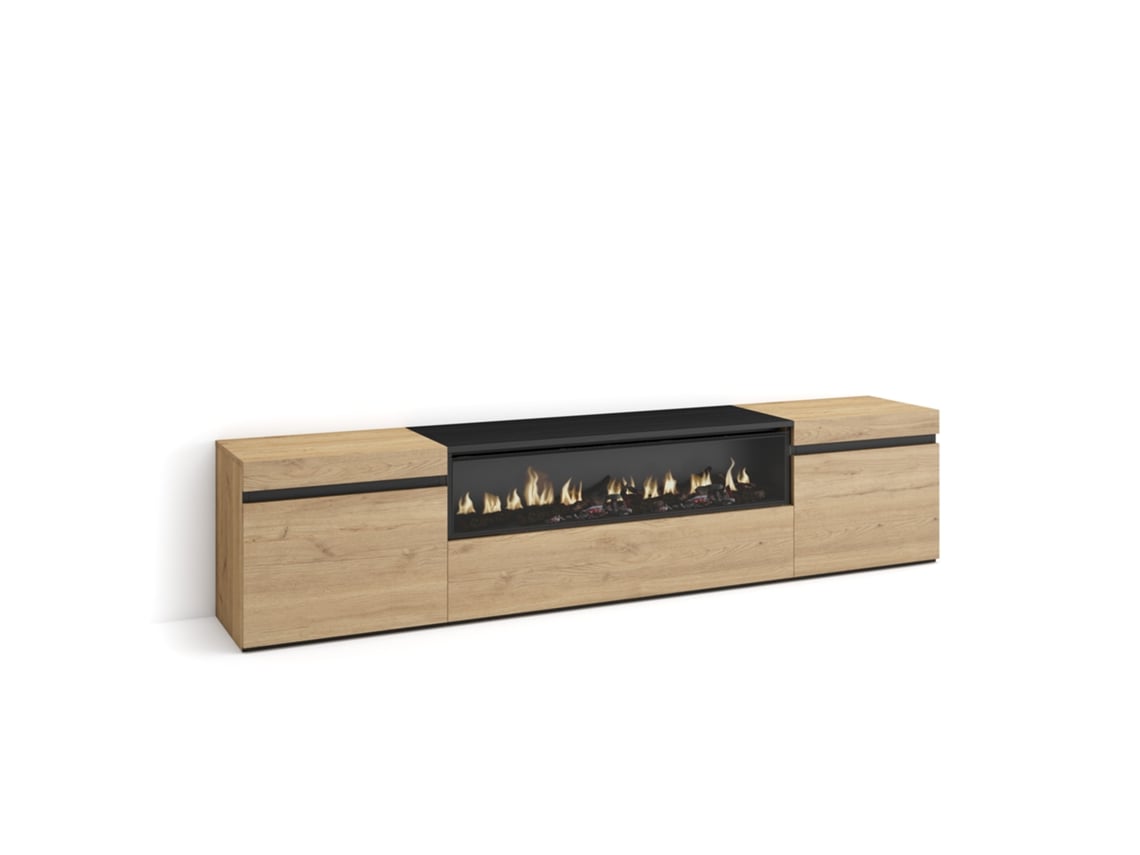 Mueble de TV SKRAUT HOME para TVs hasta 80'' (Marrón - Melamina - 200x35x45 cm)