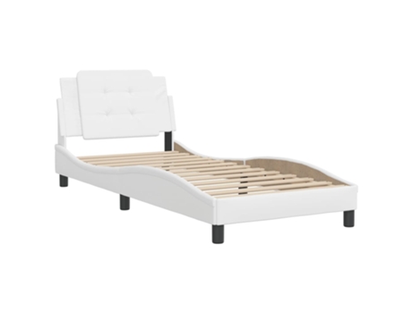 Cama con Cabecero VIDAXL Polipiel Blanco (218x105x745cm)