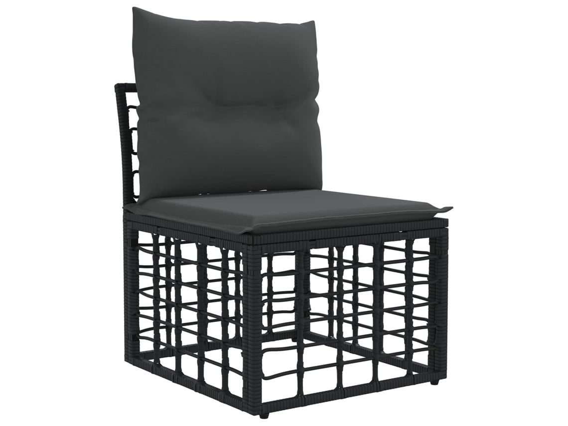 Maison Exclusive - Conjunto De Sofás De Exterior 14 Pcs Negro Y Gris Oscuro