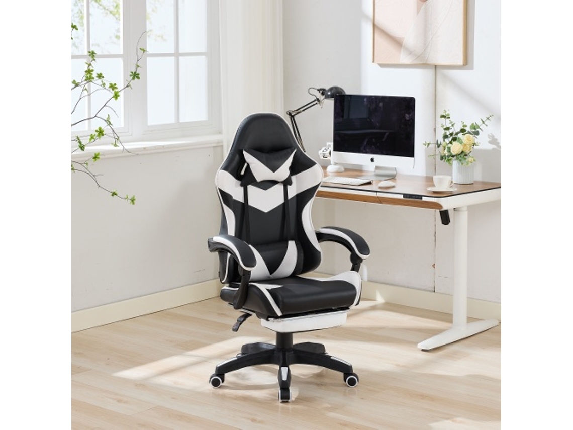 Silla De Juego Ergonómica Giratoria De 360 ° Para Oficinas Y Juegos Color En Blanco Y Negro