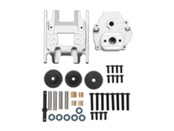 Caja De Engranajes De Aluminio Para Coches Rc Traxxas 1/18, Piezas De Mejora Con Caja Y Base, Plata