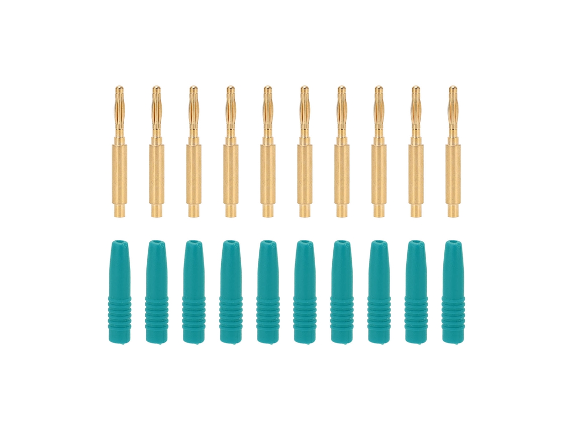 10 Conectores Banana Chapados En Oro De 2 Mm, Conector Macho Aislado Con Carcasa Para Equipos De Prueba Verdes.