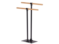 Wenko - Toallero Forli en acero y bambú - Altura 77,50 cm - Negro