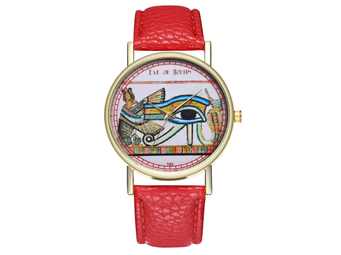 Reloj Unisex Informal De Cuarzo Con Piel Sintética, Diseño Especial Y Espejo Pulido (rojo).