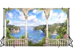 Fondo de tela portátil para fotografía grupal estilo europeo, 210x150cm, ideal para fiestas y reuniones. SFUSHOS