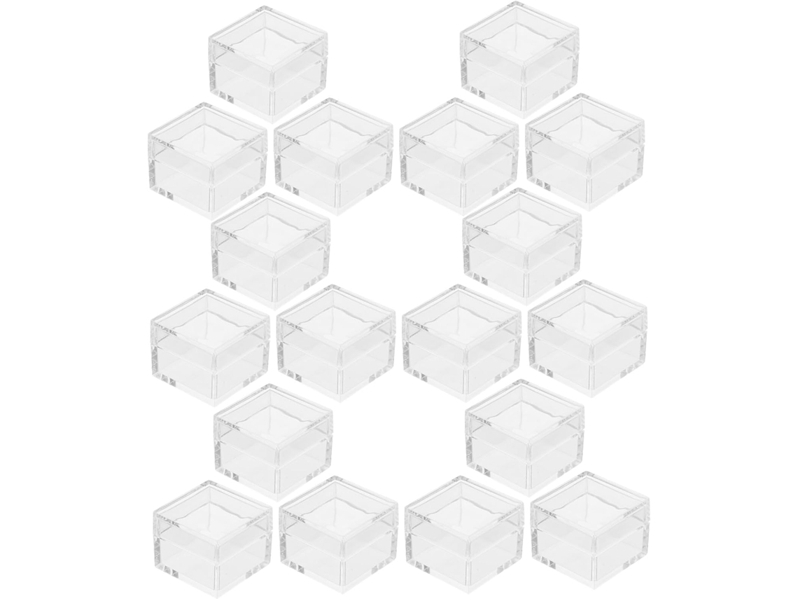Cajas De Almacenamiento Acrílicas De 20 Piezas Con Tapas, Mini Vitrinas Cuadradas Transparentes Para