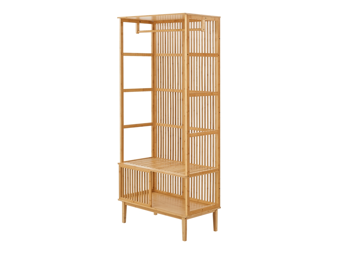 Perchero Burro Vemb con compartimento abierto bambú 185 x 80 x 45 cm Color natural [EN.CASA]