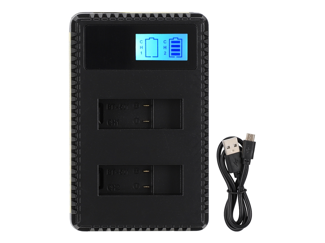 Cargador LCD GoPro Ahdbt 501 con 2 ranuras y cable USB