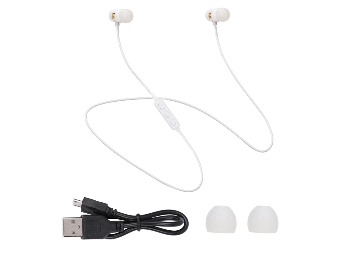Auriculares inalámbricos Bluetooth, blancos, con carga portátil EOOCOO