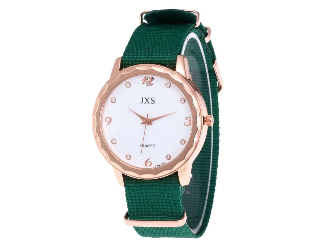 Elegante Reloj De Pulsera Para Mujer Con Correa De Nailon Y Movimiento De Cuarzo (verde).