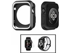 Carcasa Military + Correa SportyStyle + Protector de Hydrogel PHONECARE Apple iWatch Series 6 - 44mm Negro y Blanco