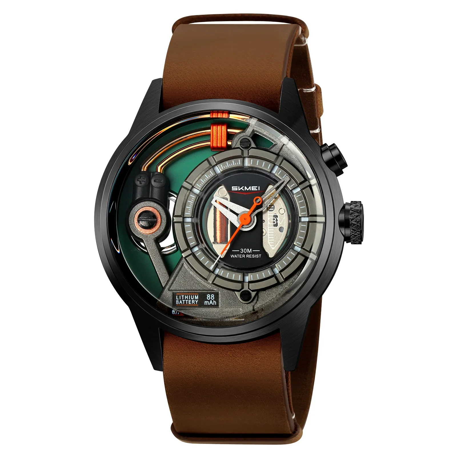Reloj De Pulsera Business Elite De Aleación (negro/marrón), Resistente Al Agua, Estilo Casual Para Hombre Con Pantalla De Hora.