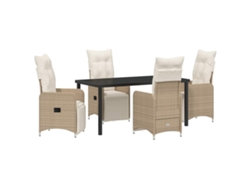 Conjunto de Jantar para Jardim 5 Pcs Bege Vime Pe MAISON EXCLUSIVE