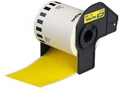 Etiquetas para Brother DK44605 extraíbles fundo Amarillo - 62mm x 30,48m (cinta continua)