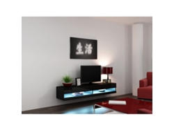 Mesa para Televisión CAMA MEBLE RTVVIGO180N c/c Negro Laminado Madera MDF Aglomerado 180x30x40 cm
